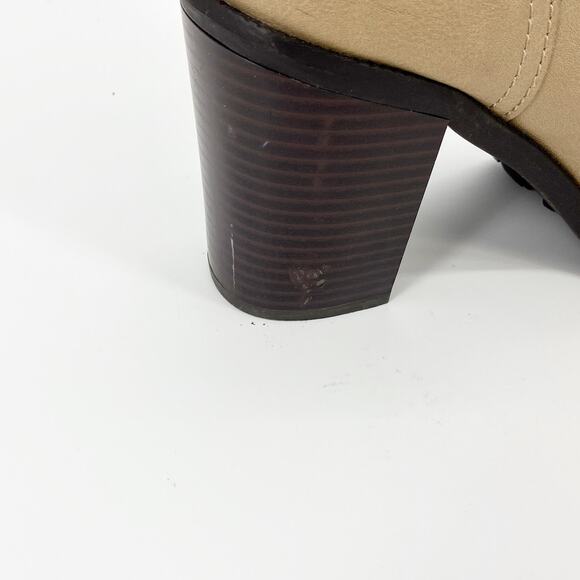 JUSTFAB Boots Tan Darma Side Zip Lace Up Heeled Bootie Women's Sz 9 - Picture 6 of 10